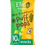 Ella's Kitchen  Peas + Sweetcorn Puff Pops 4 x 9g