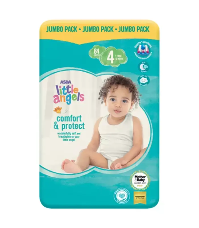 ASDA Little Angels Size 4 84 Nappies Pack (9-14 KG) (Jumbo) – Cardamum