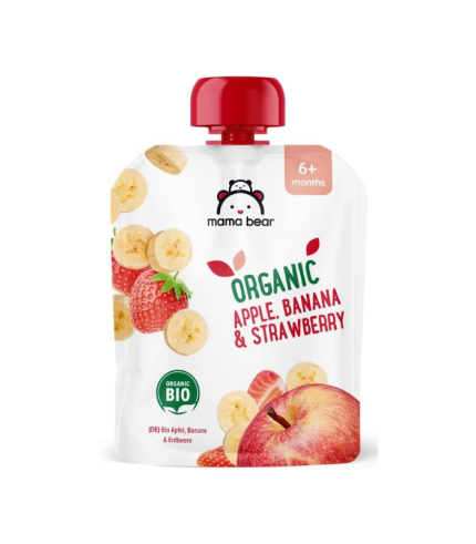 Mama Bear Organic Apple, Banana & Strawberry 6M 90g