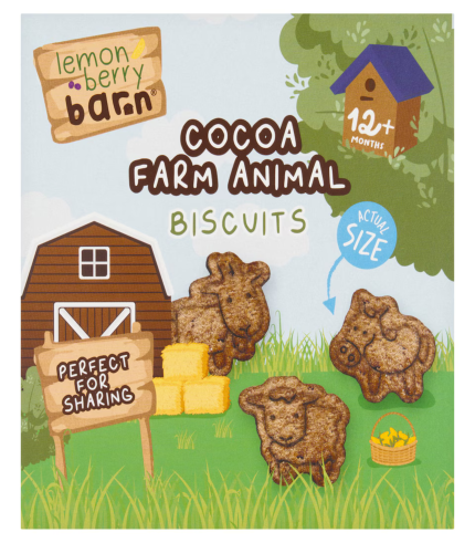 Lemon Berry Barn Cocoa Farm Animal Biscuits 100g 12M+