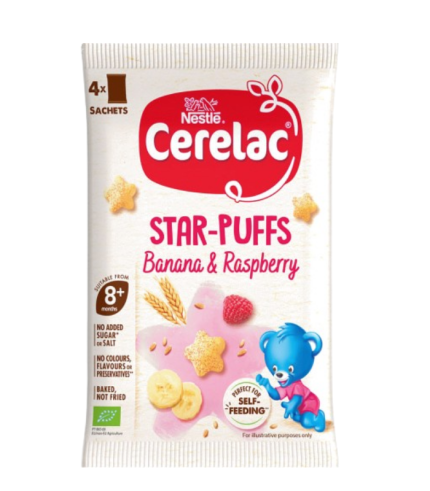 Cerelac Star Puffs Banana & Raspberry 4x7g