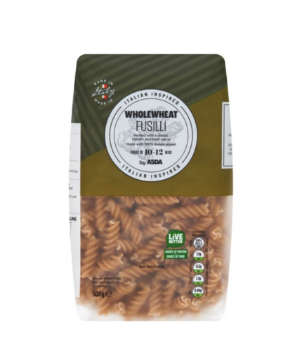 Whole Wheat Fusilli By ASDA 500g
