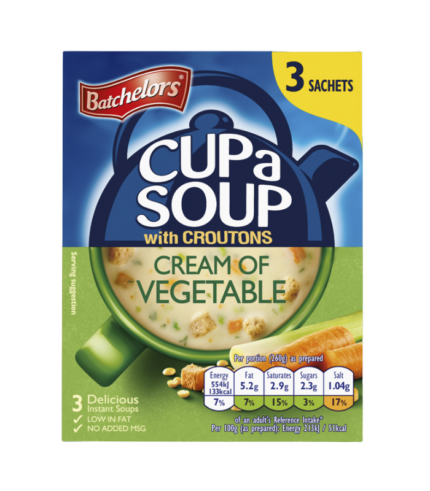 Batchelors Cup A Soup Cream Of Vegetable Croutons 3 Packs 90G