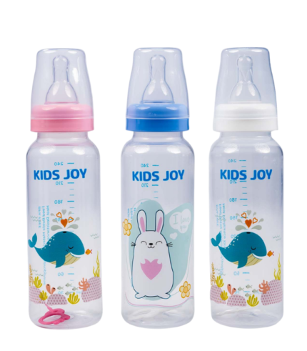 Kids Joy Plastic Feeding Bottle - 240ml Standard Neck KJA230