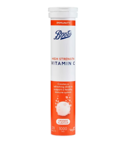 Boots High Strength Vitamin C 1000 mg – 20 Orange Flavour Tablets