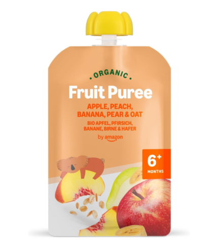 Amazon Organic Apple, Peach, Banana, Pear & Oat Pouch 90g