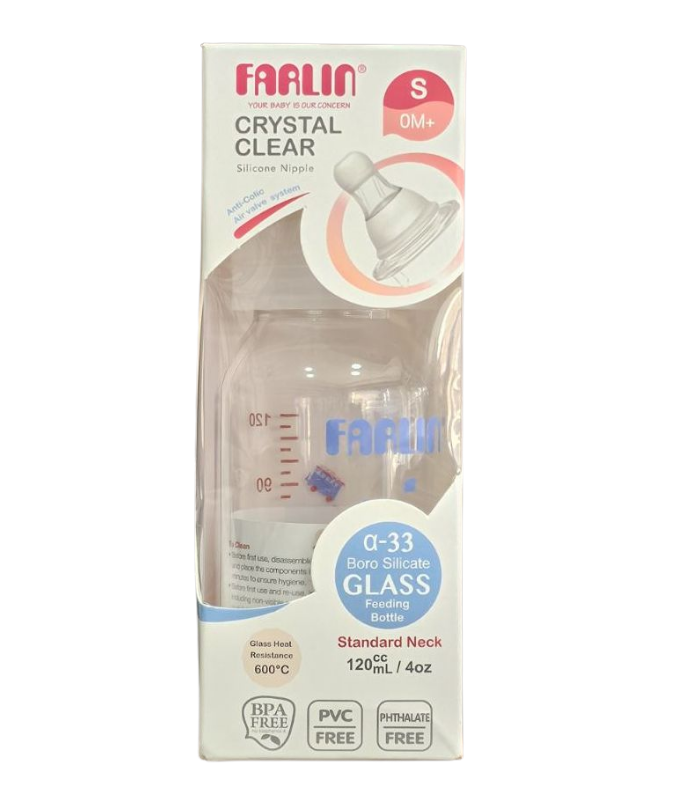 Image resizer 700800 (64) Farlin Crystal Clear Glass Feeding Bottle 120ml TOP-808G - Image 1