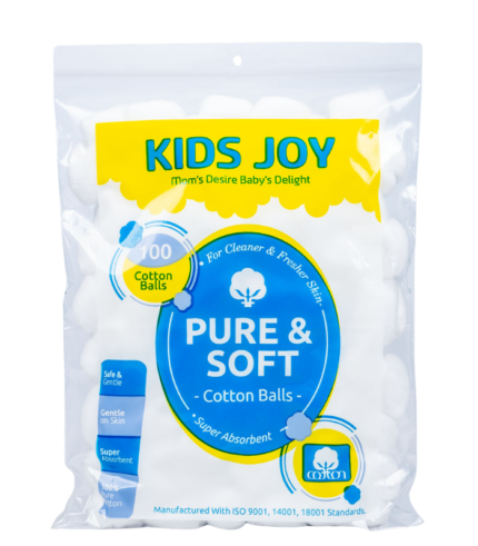 Kids Joy 100 Cotton Balls Zip Pack KJA704
